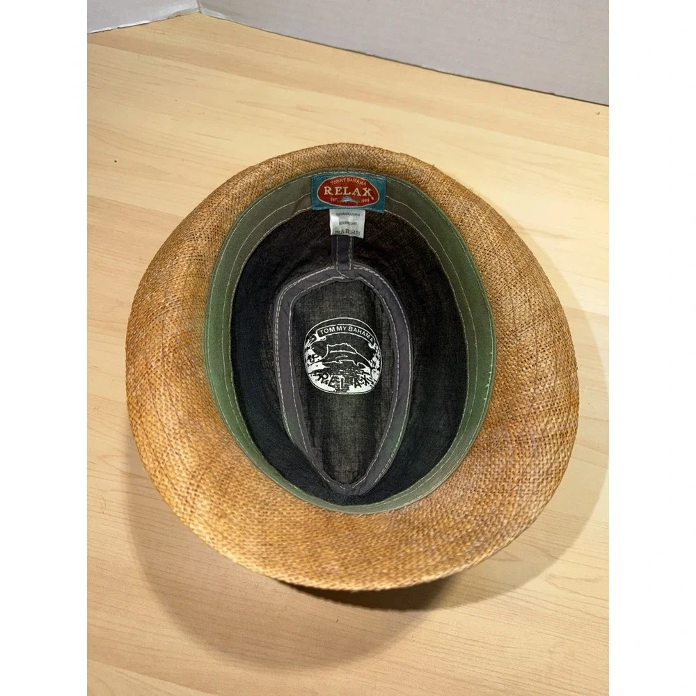 Tommy Bahama Straw Fedora/ Hat Straw Braided Sailfish Pin Size Medium